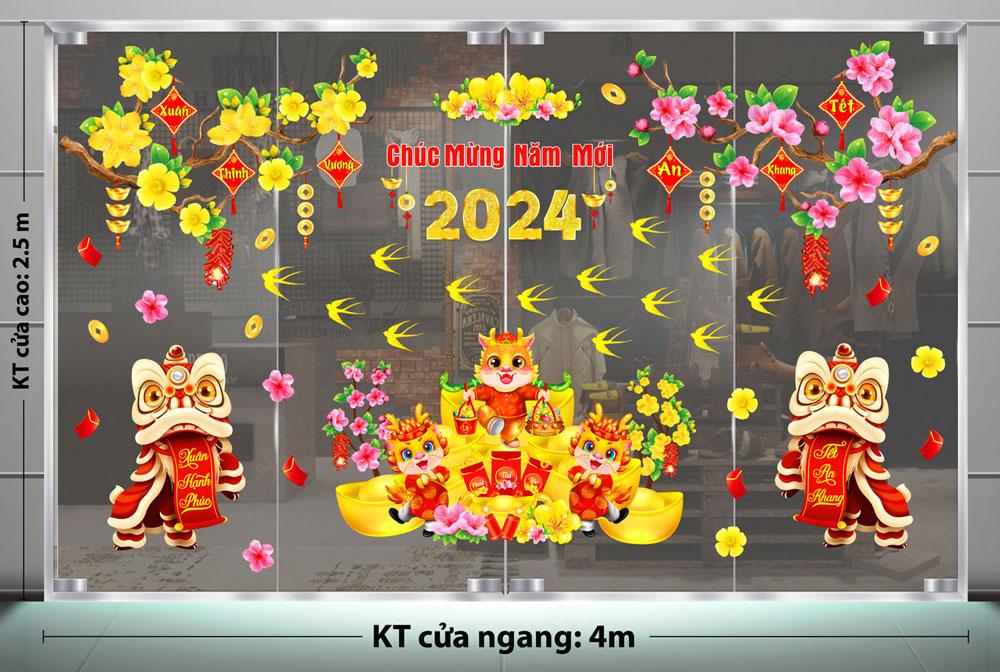 DECAL TRANG TRÍ TẾT 2024 CHO NHÀ HÀNG