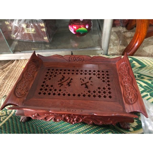 Khay trà trạm chữ tàu gỗ hương