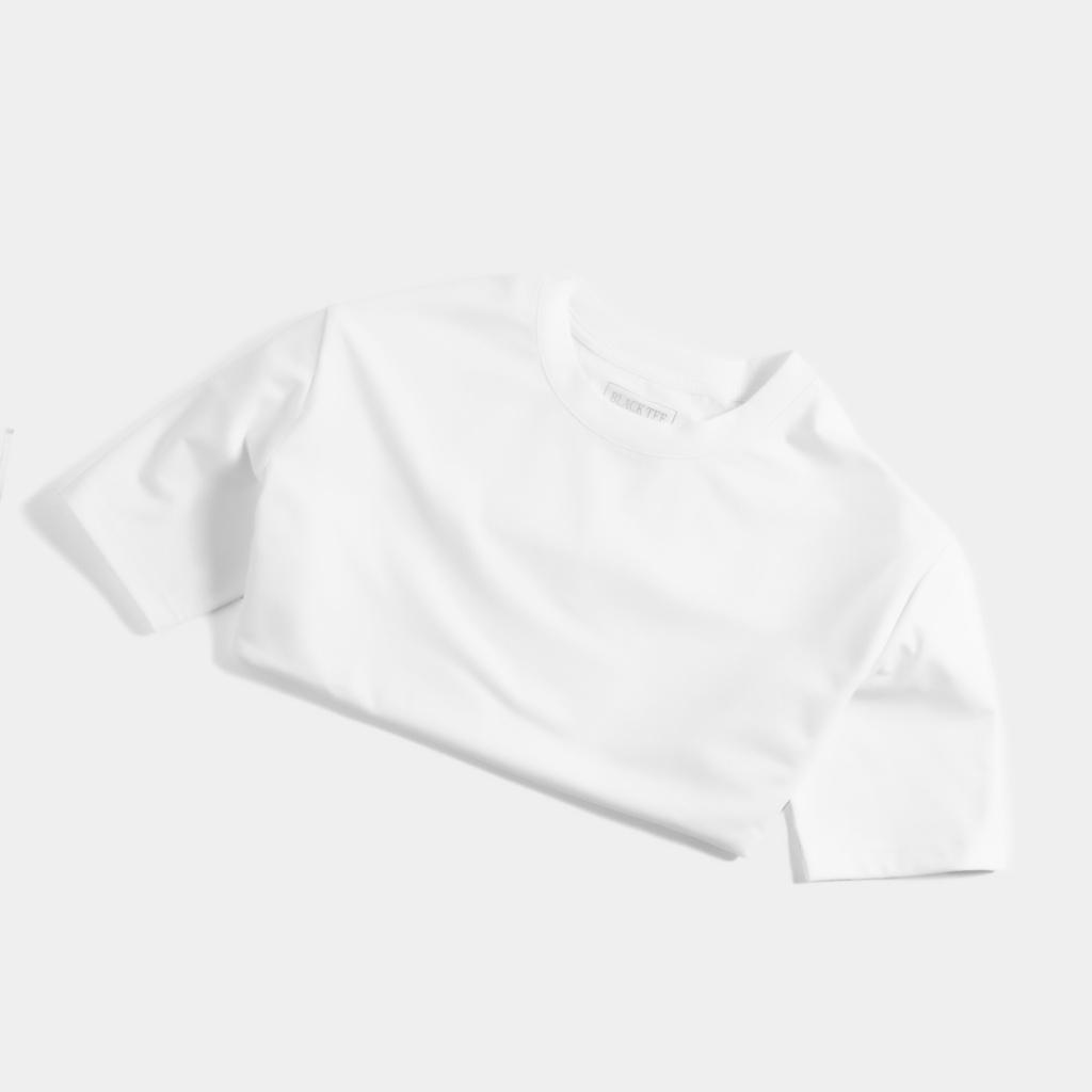Áo thun nam trắng trơn tay ngắn, cổ tròn, vải cotton co giãn, BLACK TEE thiết kế đơn giản TSBLT0006