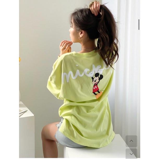 Áo Thun Nữ Mickey NEON 2 mặt thun cotton co giãn mềm mịn phom suông rộng thoải mái trẻ trung