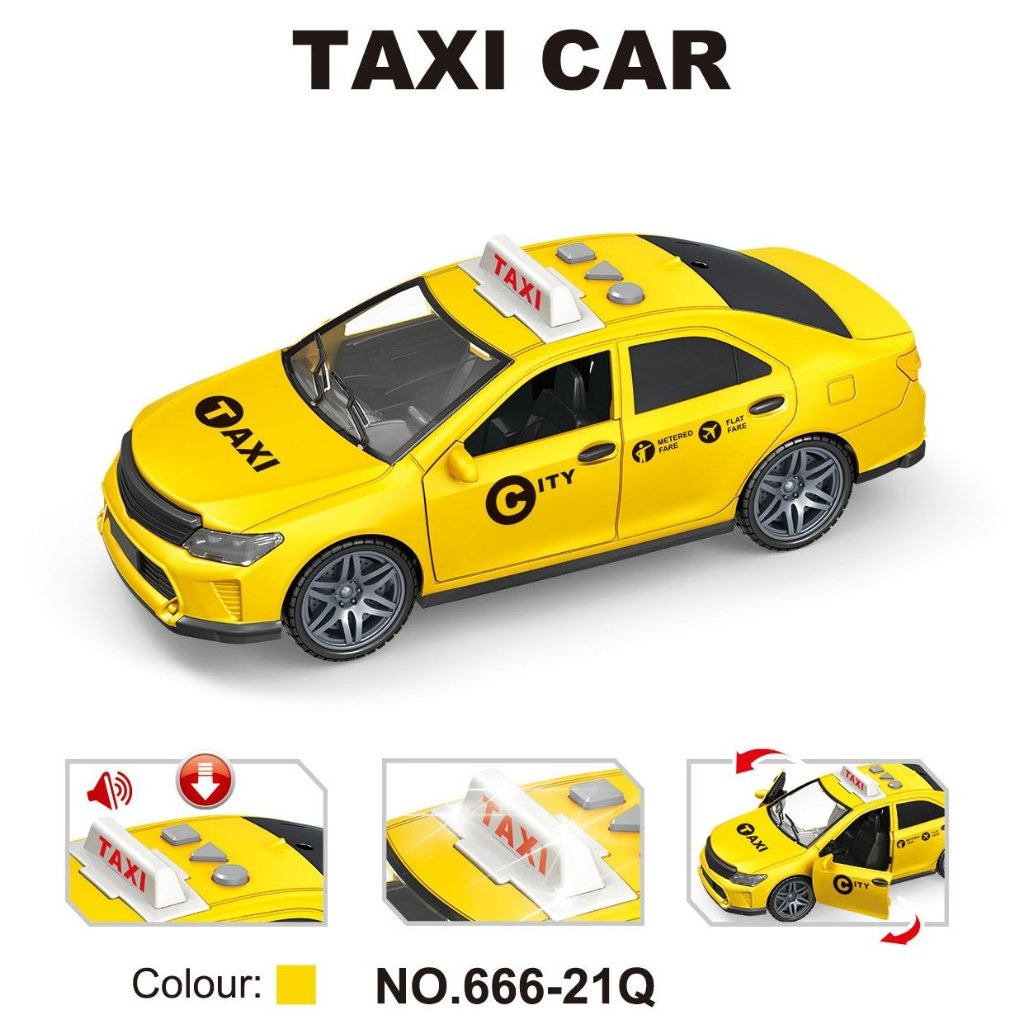 TOYSTAR-666-21Q  Mô hình đồ chơi xe ô tô Taxi, Xe ô tô đồ chơi cho trẻ em