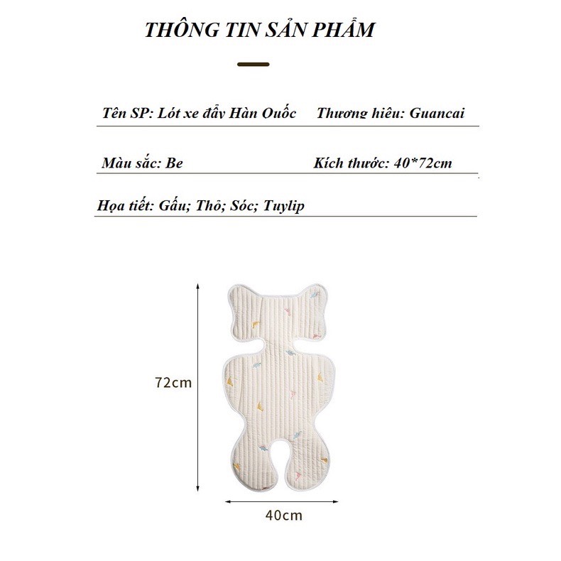 Tấm Lót Xe Đẩy Cho Bé Cotton Mềm Mại,Thoáng Khí, Phong Cách Hàn Quốc