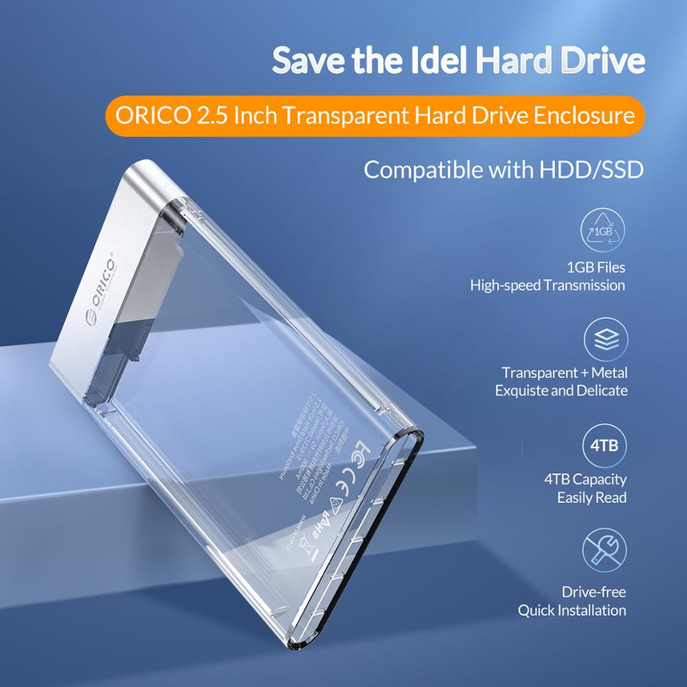 Hộp Đựng Ổ Cứng Di Động HDD Box 2.5 Inch Orico 2129U3 Nhựa Trong Suốt - Hàng Nhập Khẩu