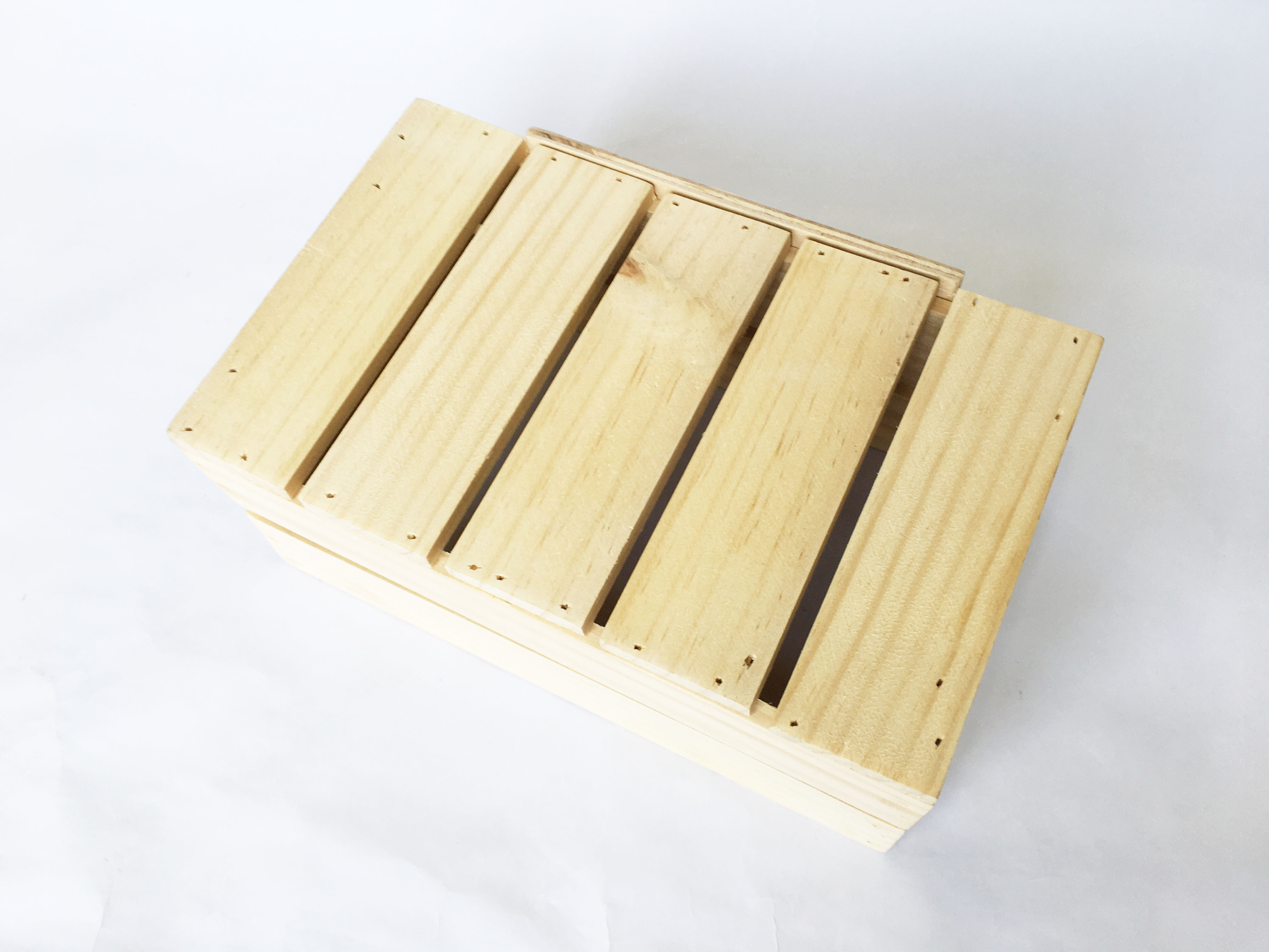 Thùng gỗ đa năng - Hộp khay gỗ pallet (màu gỗ tự nhiên, size S: 14x25x11cm)