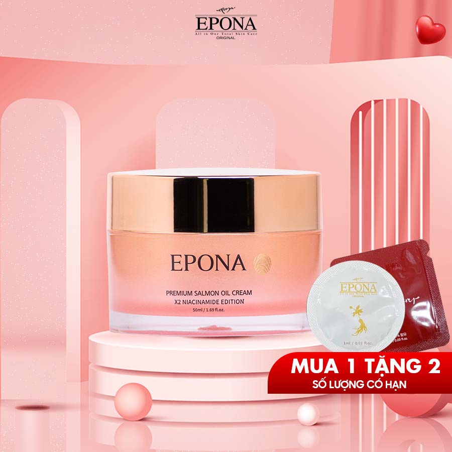 Kem Dưỡng Trắng - Phục Hồi Da Hư Tổn Chiết Xuất Dầu Cá Hồi Epona Premium Salmon Cream 50ml