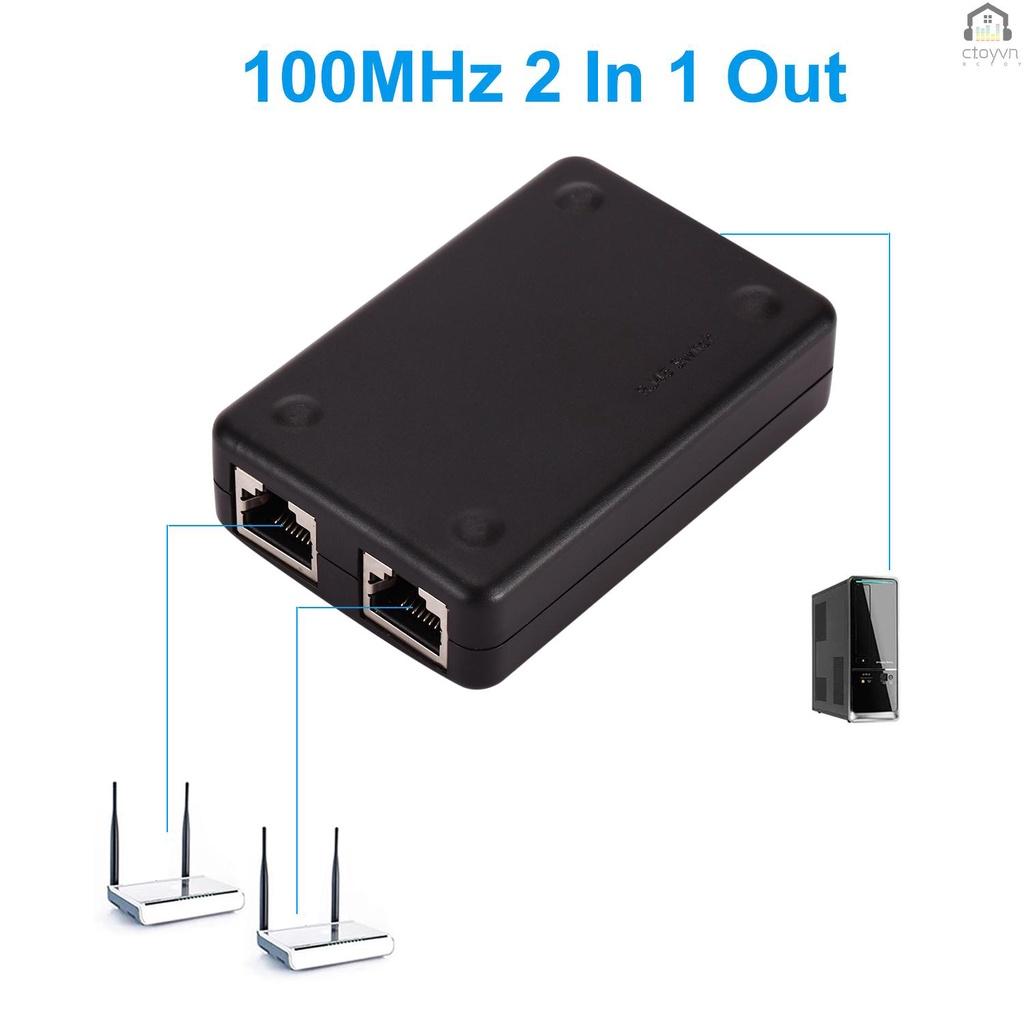 Bộ chia mạng 2 cổng RJ45 LAN CAT6 100MHz 2 trong 1 ra 1