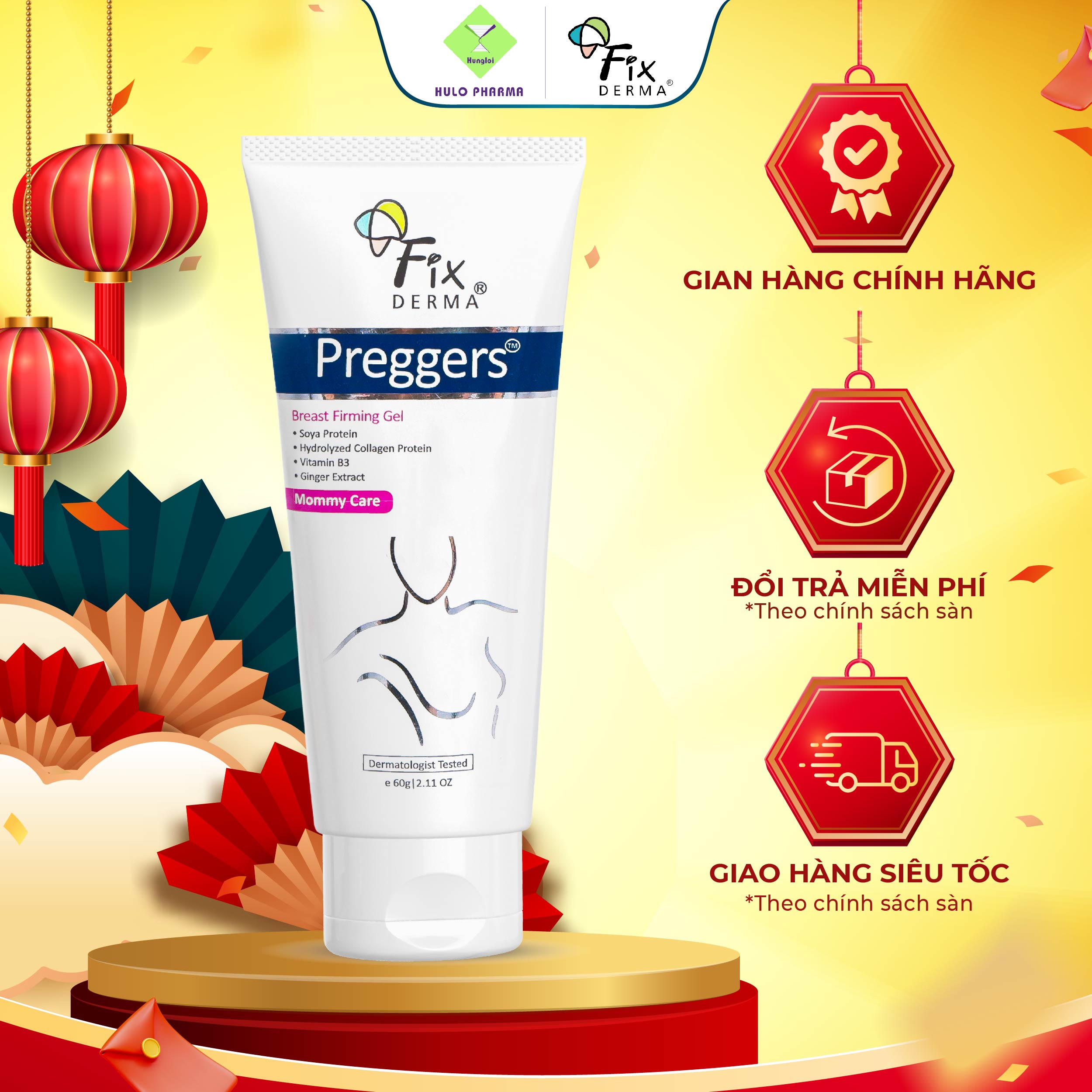 Gel dưỡng ẩm giúp ngực săn chắc Fixderma Preggers Breast Firming Gel (60g)