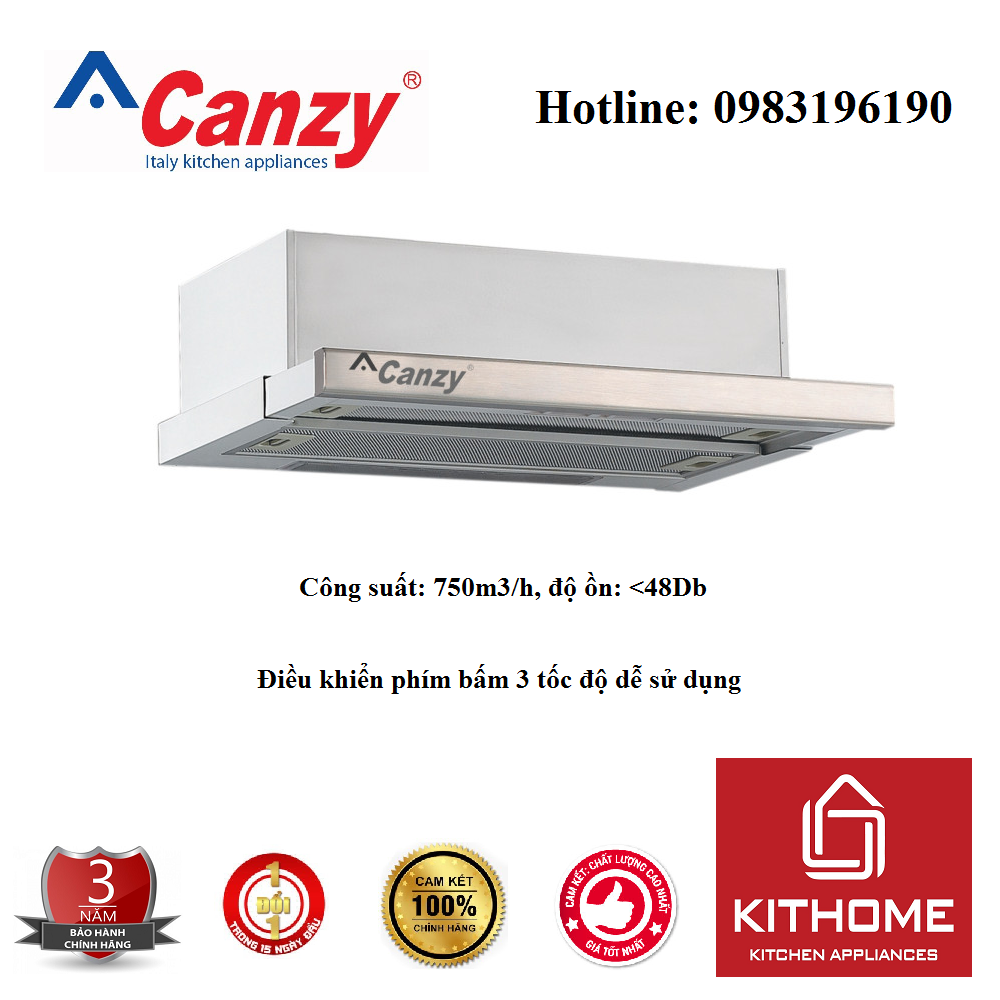 Combo Máy Hút Mùi Canzy CZ 7002 SYP + Ống bạc giảm ồn cao cấp - Hàng Chính Hãng