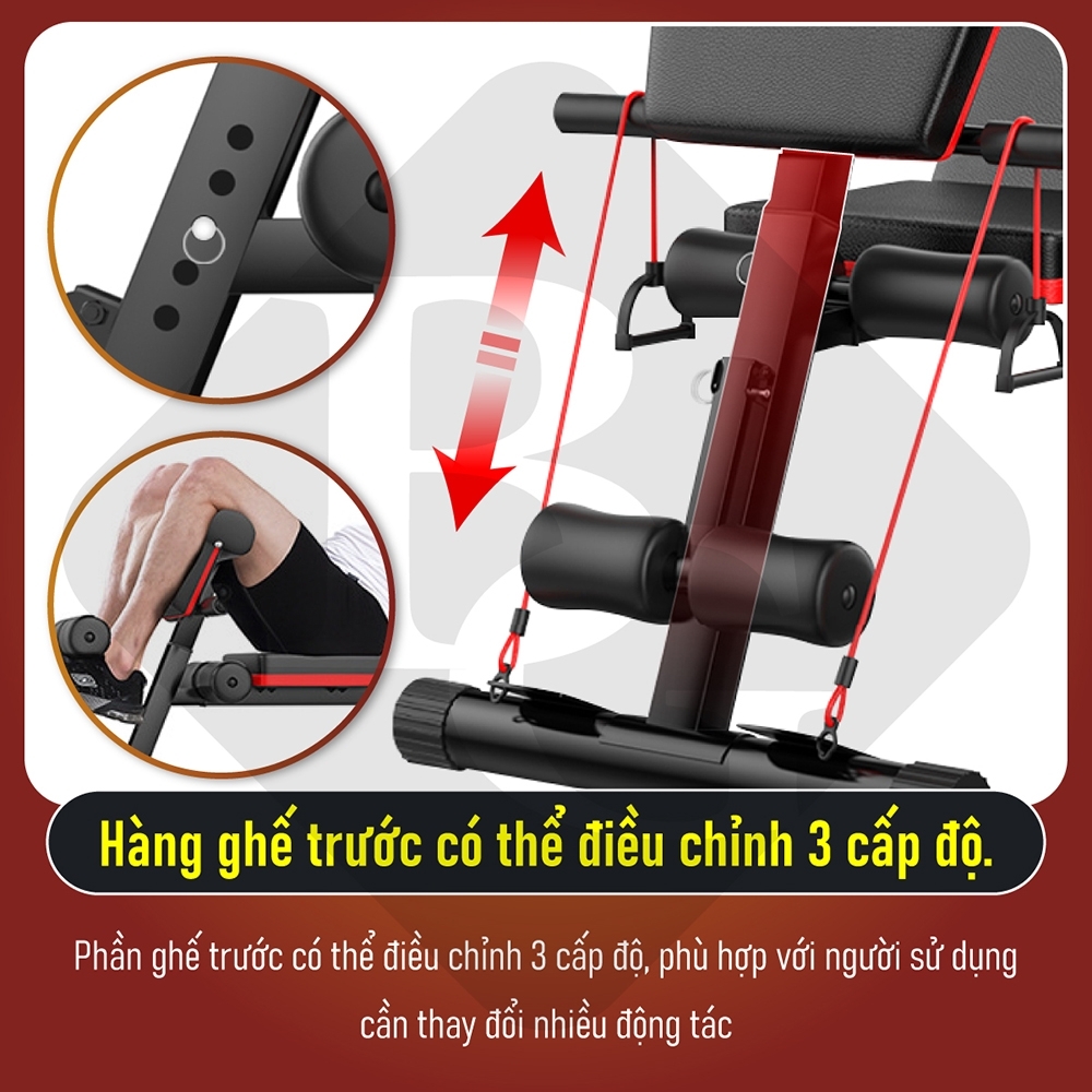 BG Ghế tập tạ đa năng ,Ghế tập thể dục đa năng - Hỗ trợ tập các bài tập tạ, cơ bụng, cơ tay gấp gọn - Chất liệu khung thép và đệm xốp bọc da PU (hàng nhập khẩu)