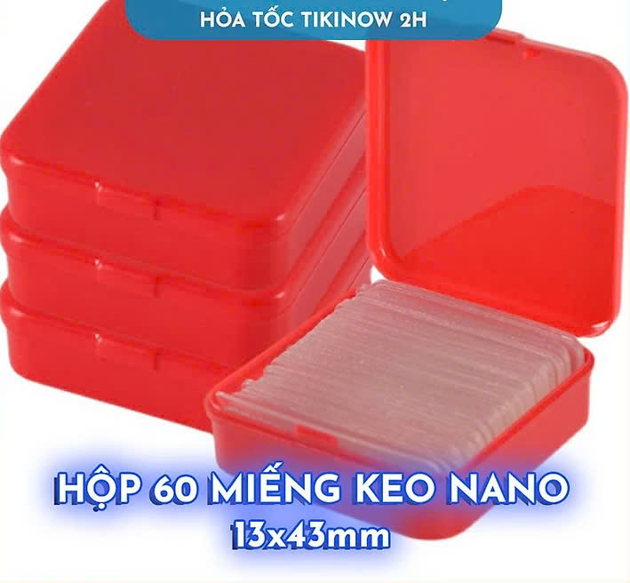 Hộp 60 Miếng Keo Nano 2 Mặt Trong Suốt Chống Nước, Không Để Vết Keo Băng keo dán 2 mặt trong suốt siêu dính treo đồ (Hộp 60 miếng)