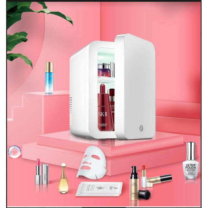 Tủ Lạnh, Tủ Mát Mini Xe Hơi Cắm Được Cả Trong Nhà 2 Chiều Nóng Lạnh Mặt Gương Có Đèn LED