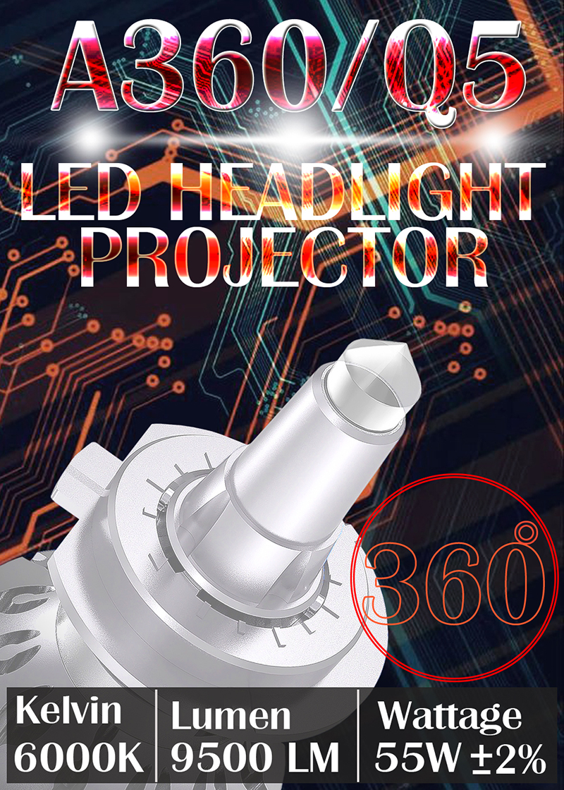 Đèn LED Ô Tô OWLEYE A360/Q5 Chân HB3 – 9005 , Chuyên Dụng Cho Xe Có Bi Cầu