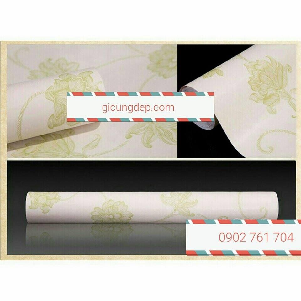 Giấy dán tường hoa leo xanh