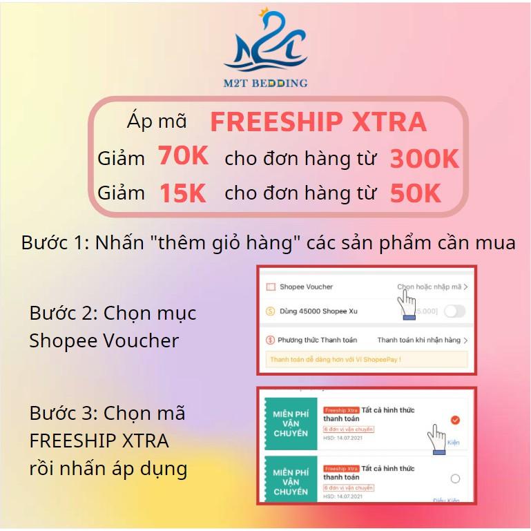 Bộ grap giường và vỏ gối Cotton Tici M2T Bedding, ga gối Cotton thun lạnh Hàn Quốc đủ size drap nệm