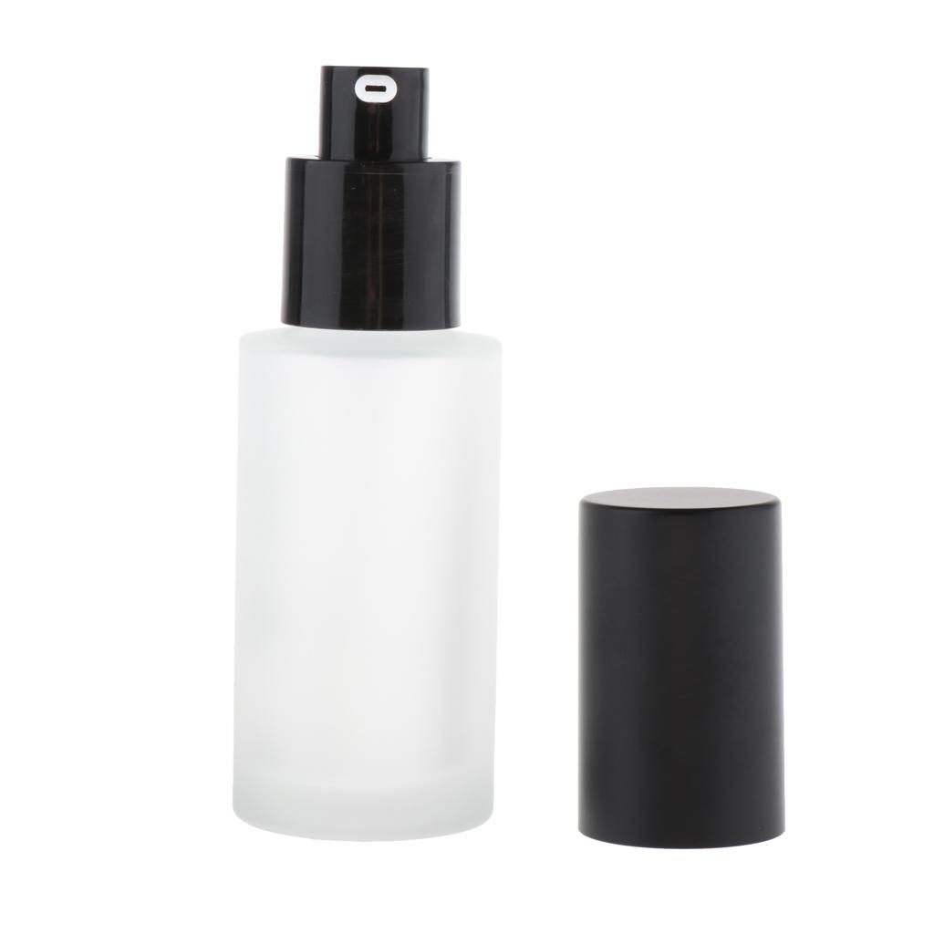 2pcs Leakproof Glass Pump Bottle for Face Cream Toiletries Lotion Container