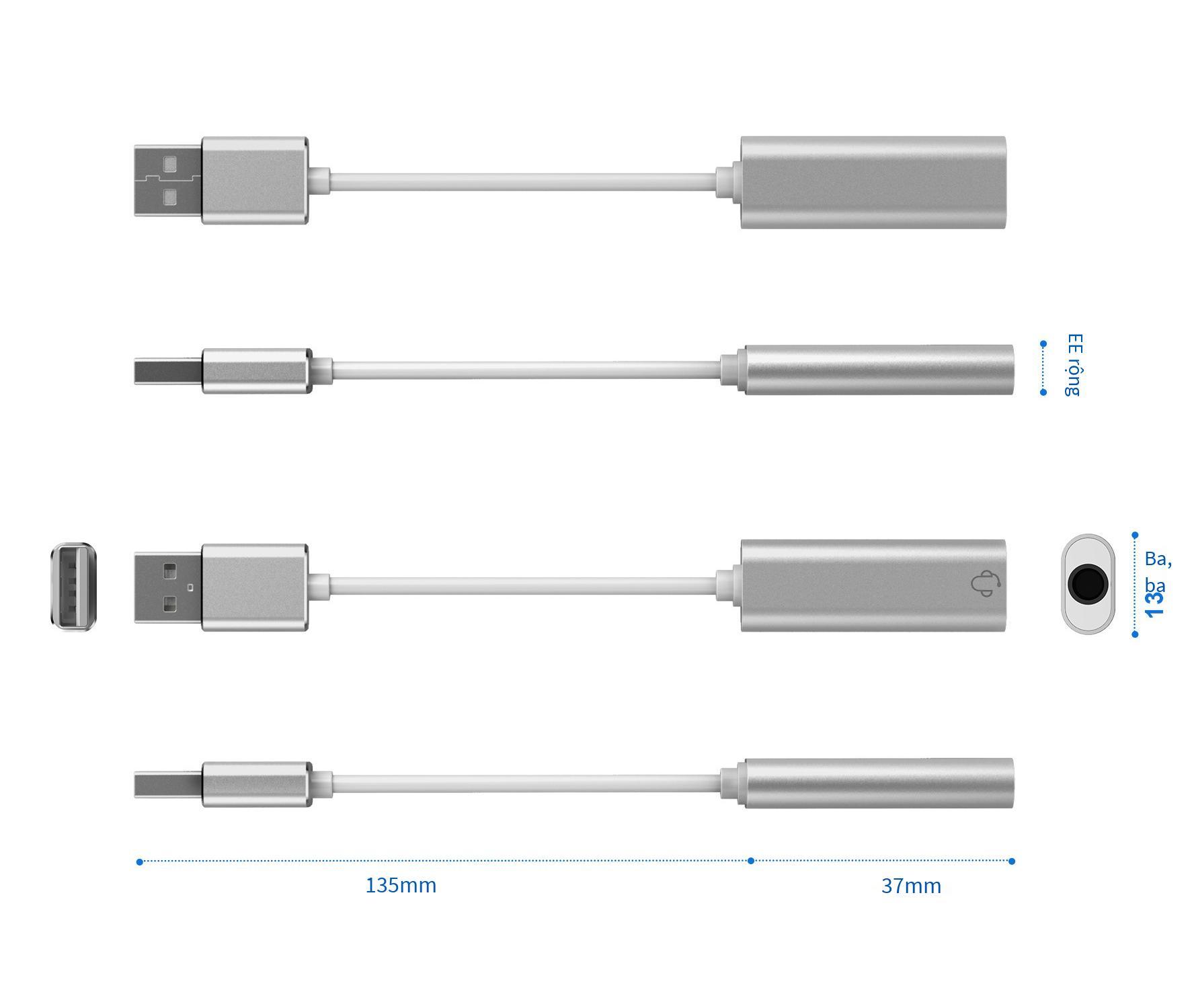 Tai nghe usb card âm thanh máy tính phong cách mới nhất card âm thanh trực tiếp bên ngoài hai trong một card âm thanh một lỗ USB3.5mm hợp kim nhôm có dây