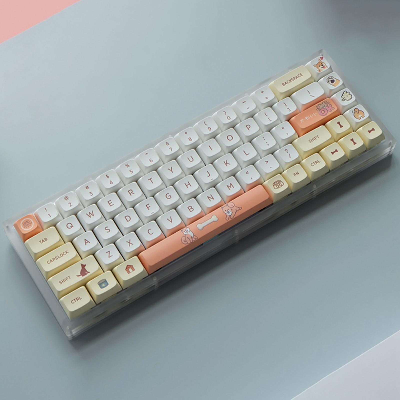 139Keys Xda Profile Keycaps Cute 2-Layer Plastic White PBT Dye Sub Keycaps for MX Gaming Mechanical Keyboard 61/68/84 Keys Layout, for Cherry