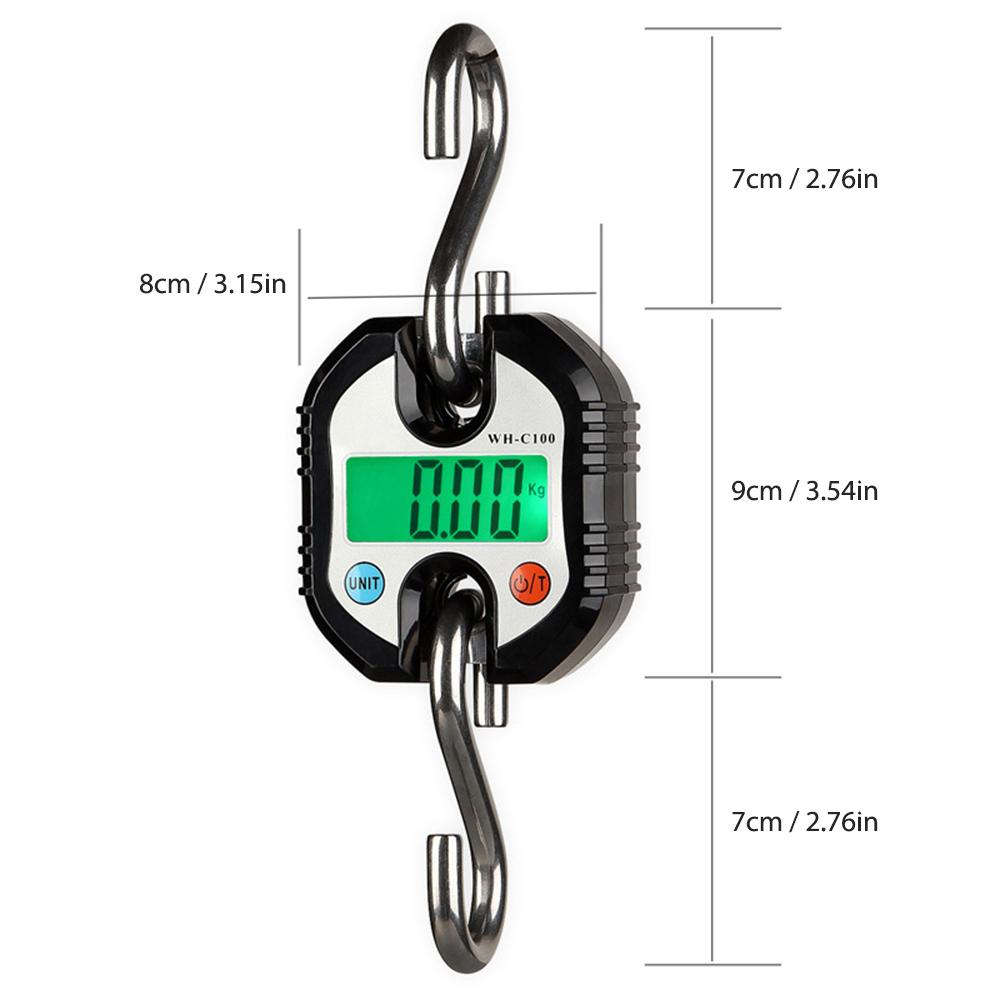 Digital Hanging Scale 150kg/ 330lb Portable Crane Scale LCD Backlight Steel Hook Scales for Farm Fishing Hunting Food Market Outdoor Work