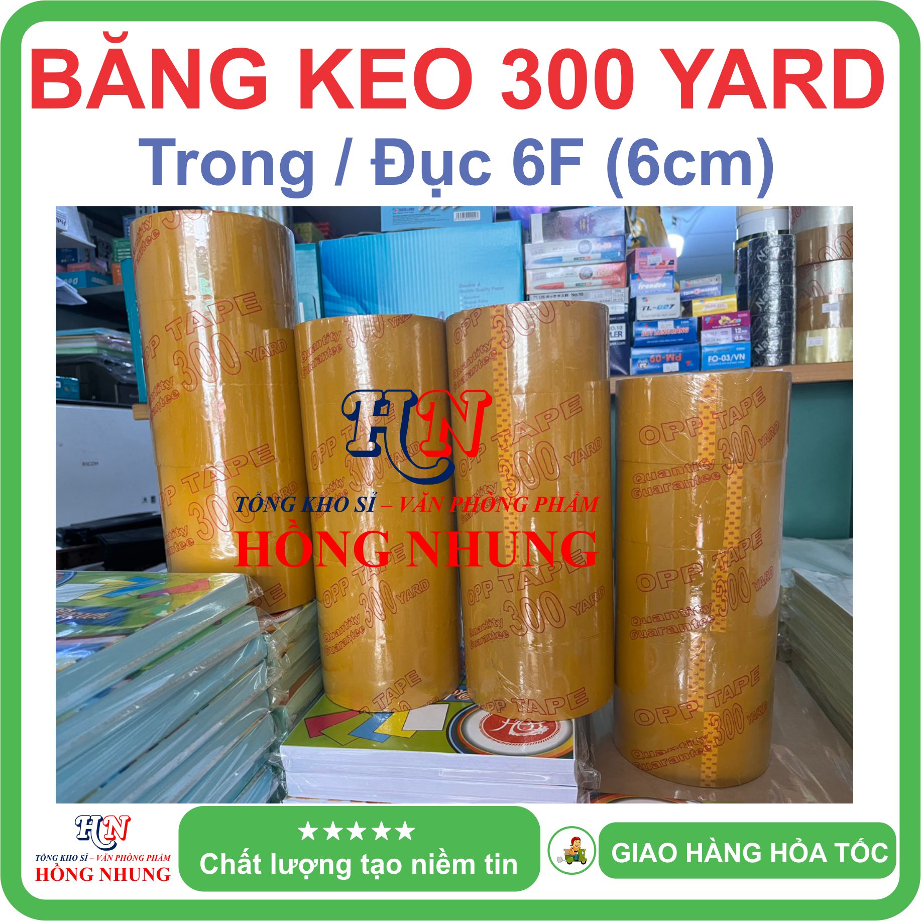COMBO 5 cuộn Băng Keo Trong/ Đục 300 Yard bản 6F , Chất Keo Siêu Dính, Giúp Bạn Đóng Gói Hàng Hiệu Quả