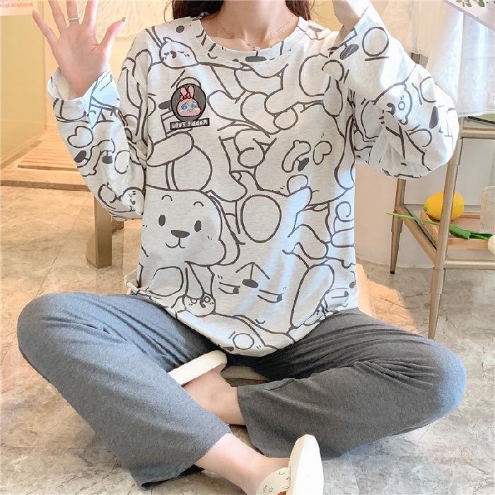 Đồ Mặc Nhà Cổ Tròn, Bộ Ngủ Nữ Cotton Thun Áo Dài Quần Dài Nhiều Họa Tiết Dễ Thương DDTT05
