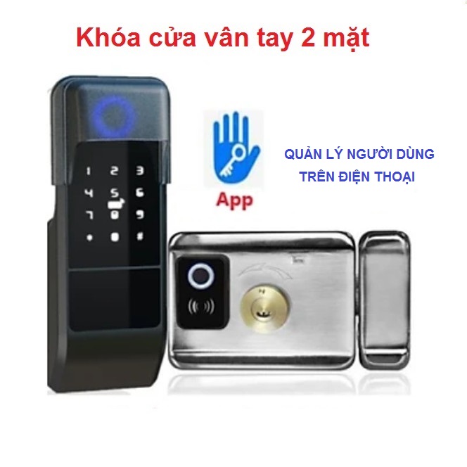 KHÓA THẺ TỪ - VÂN TAY 2 MẶT- DÙNG APP ( QUẢN LÝ NGƯỜI DÙNG TRÊN APP ĐIỆN THOẠI)