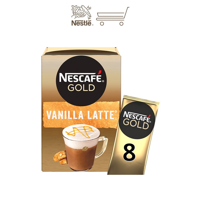 Cà phê Latte hòa tan cao cấp Nescafé Gold Vanilla Latte 8x18.5g