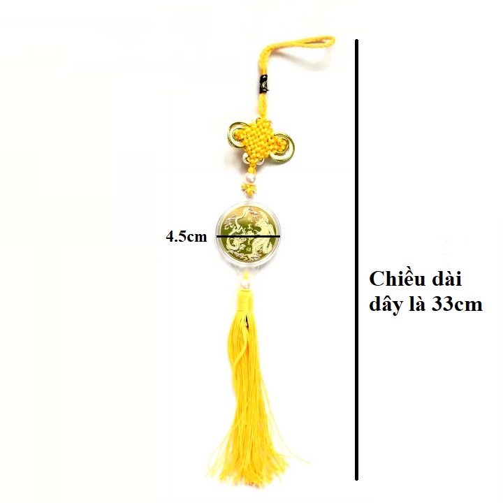 Dây Treo Xu Long Phụng In Màu Dùng treo trong nhà, nơi làm việc, trên xe Ôtô, mang theo bên người, kích thước 33 x 5cm, màu vàng - TMT Collection - SP005161