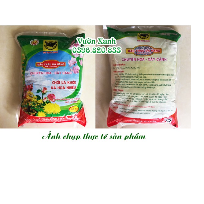 Phân bón Đầu Trâu NPK 17-12-7 chuyên hoa cây cảnh chồi lá khỏe gói 1kg