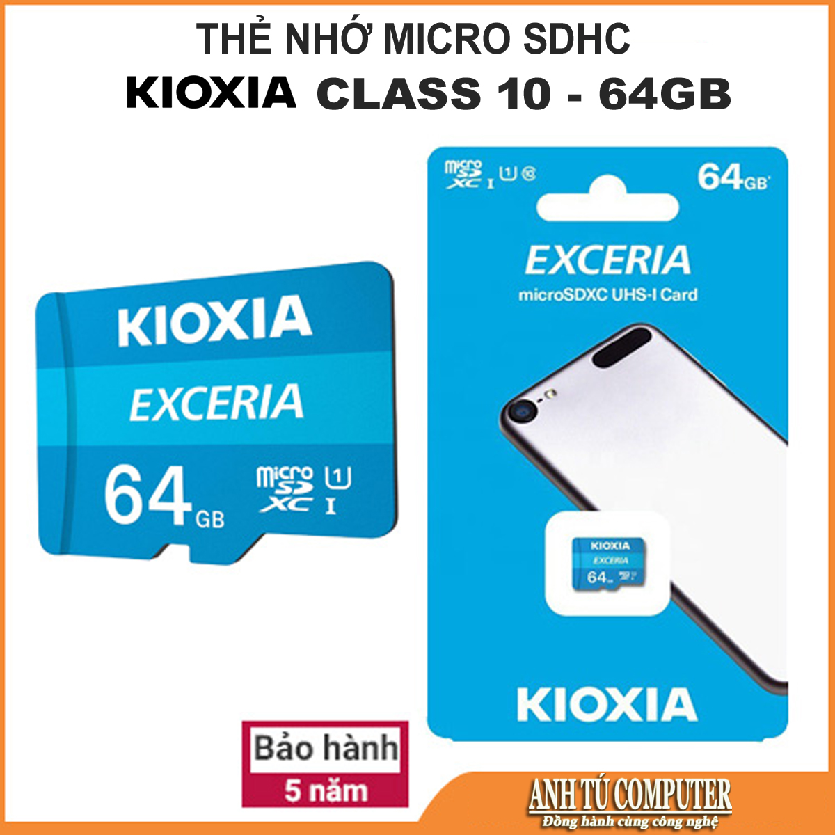 Thẻ Nhớ SDXC KIOXIA EXCERIA 64Gb class 10 U1 100Mb/s hàng chính hãng