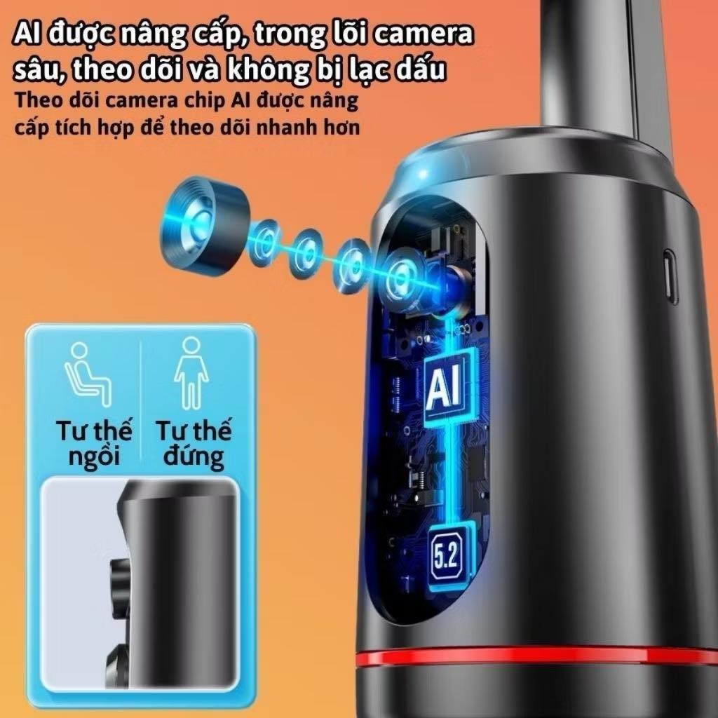 Giá đỡ điện thoại thông minh quay theo khuôn mặt HOCO K23 Lotus có điều khiển quay chụp, Auto Face Tracking xoay 360, ra lệnh cử chỉ - Hàng chính hãng