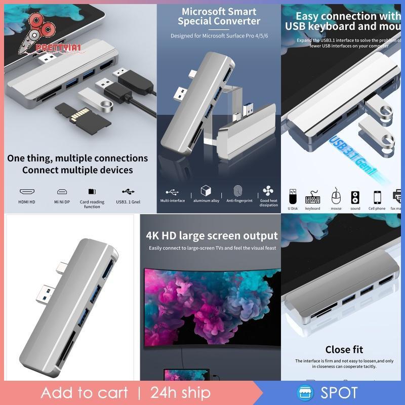 1 Bộ Chia Cổng Usb 3.0 Cho Surface Pro 4 / 5 / 6 4k Hdmi