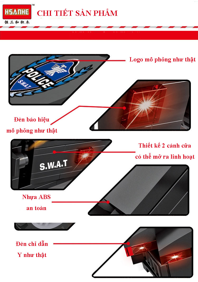 Bộ Đồ Chơi Lắp Ráp Xe Bọc Thép Cảnh Sát Đặc Nhiệm Dành Cho Trẻ Trên 6 Tuổi