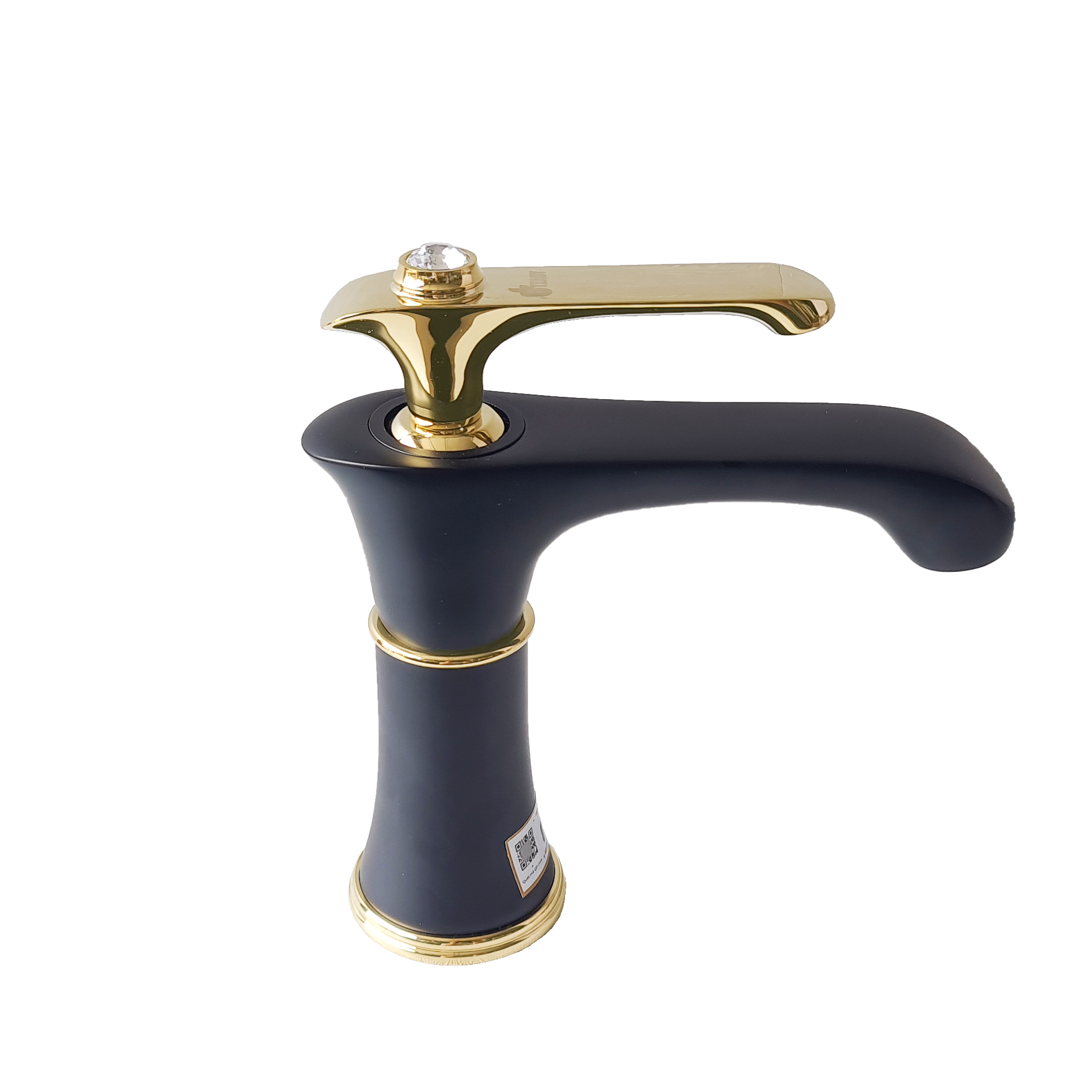 Vòi lavabo nóng lạnh đồng mạ tĩnh điện chân không đen đính đá Juno sofa Teady VCT- 3002A