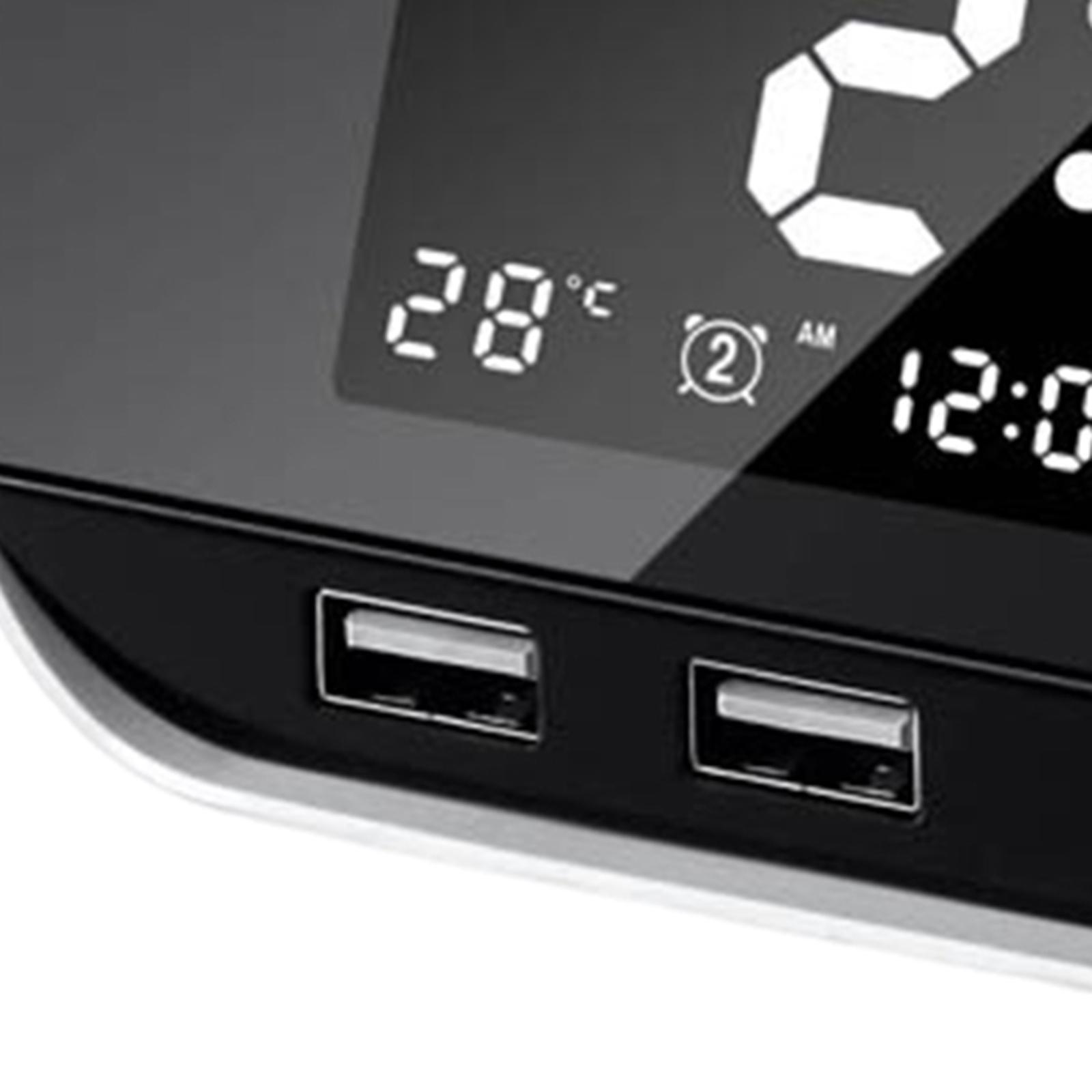 Desktop Alarm Clock with Speaker FM Function Dual USB Port LED Display