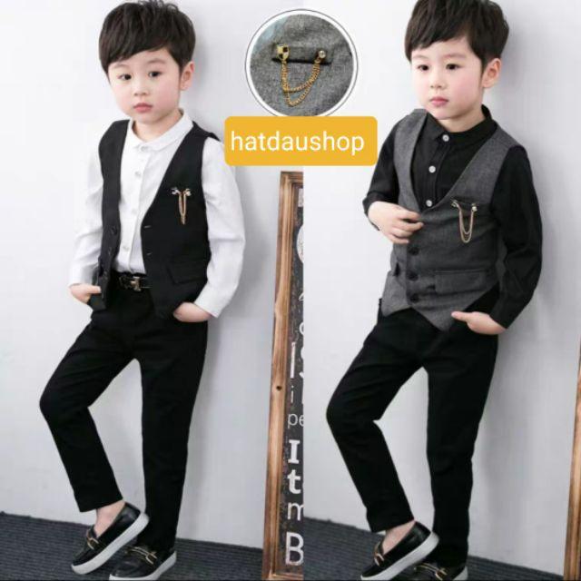 Áo vest gile công tử cho bé trai chụp ảnh, đi chơi, diện Tết