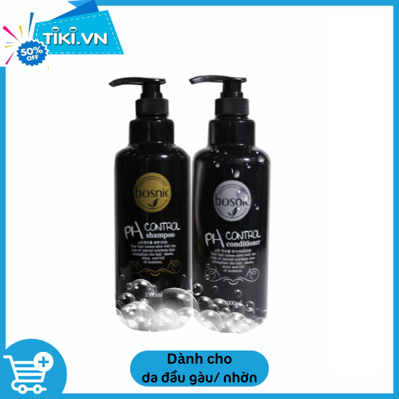 COMBO GỘI XẢ CÂN BẰNG PH - KIỀM NHỜN VÀ SẠCH GÀU CHO TÓC BOSNIC 1000ML