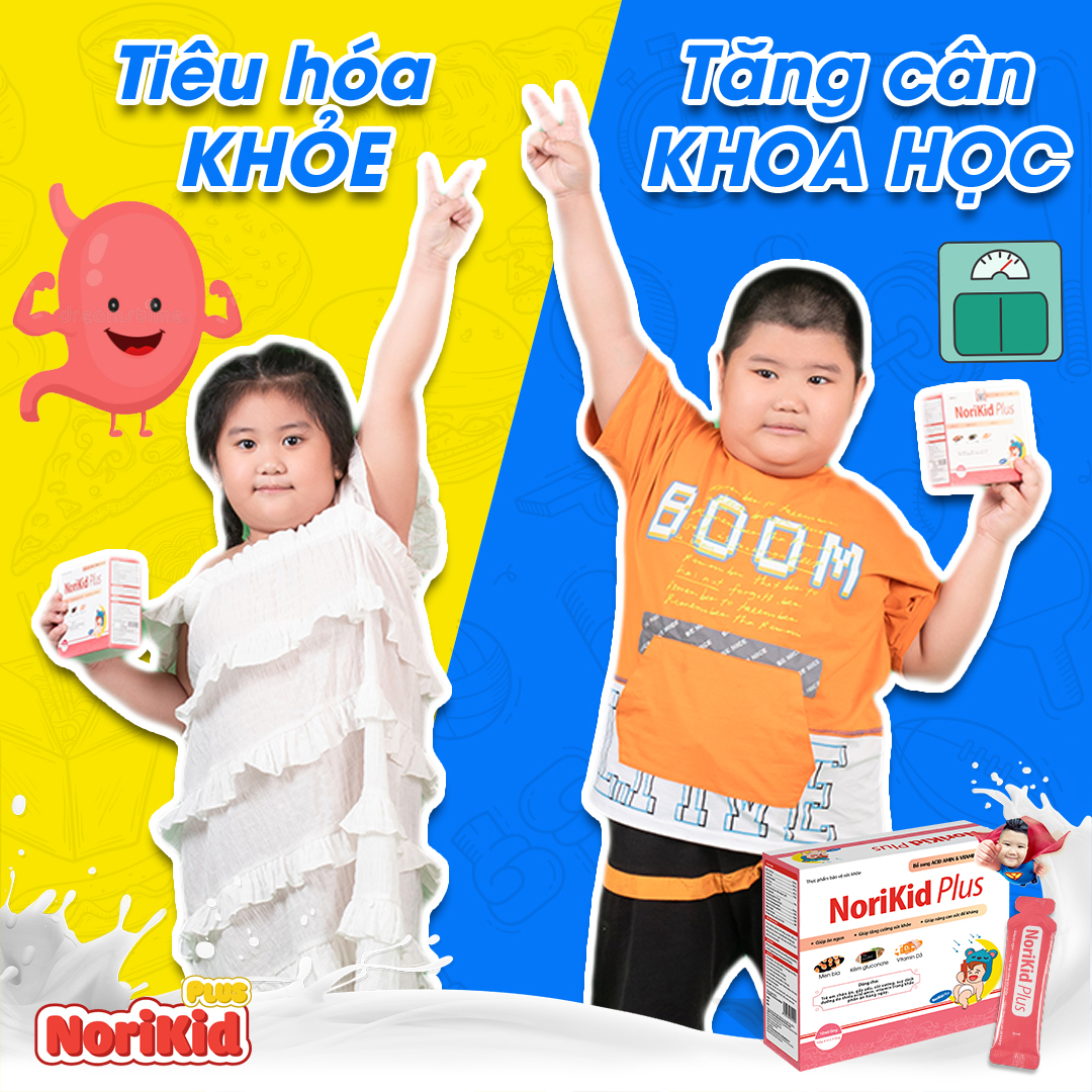 Siro ăn ngon NoriKid Plus - Hỗ Trợ Cải Thiện Biếng Ăn Táo Bón Tăng Sức Đề Kháng Cho Trẻ Hộp 20 Gói