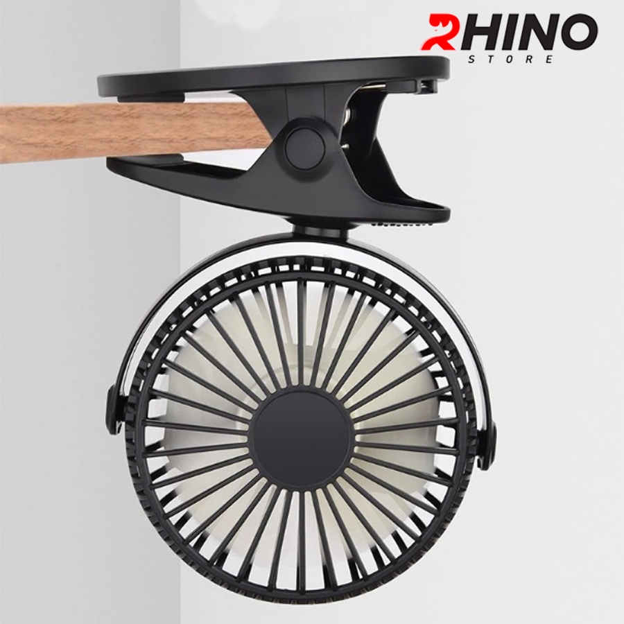 Quạt để bàn văn phòng mini Rhino F201 tích điện 3 mức độ gió - Hàng chính hãng