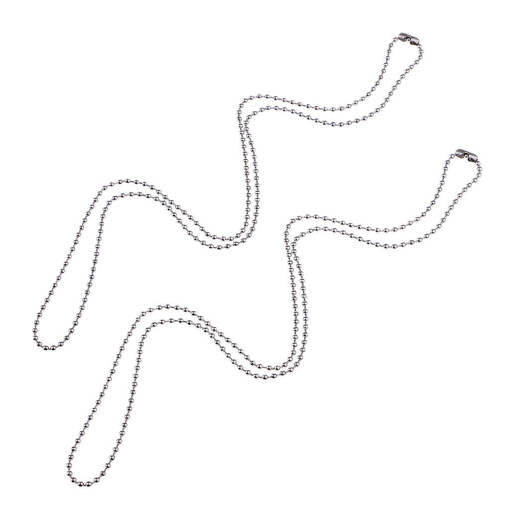 2pcs Mens Stainless Steel Ball Bead Chain Jewelry Necklace for DIY Bracelet