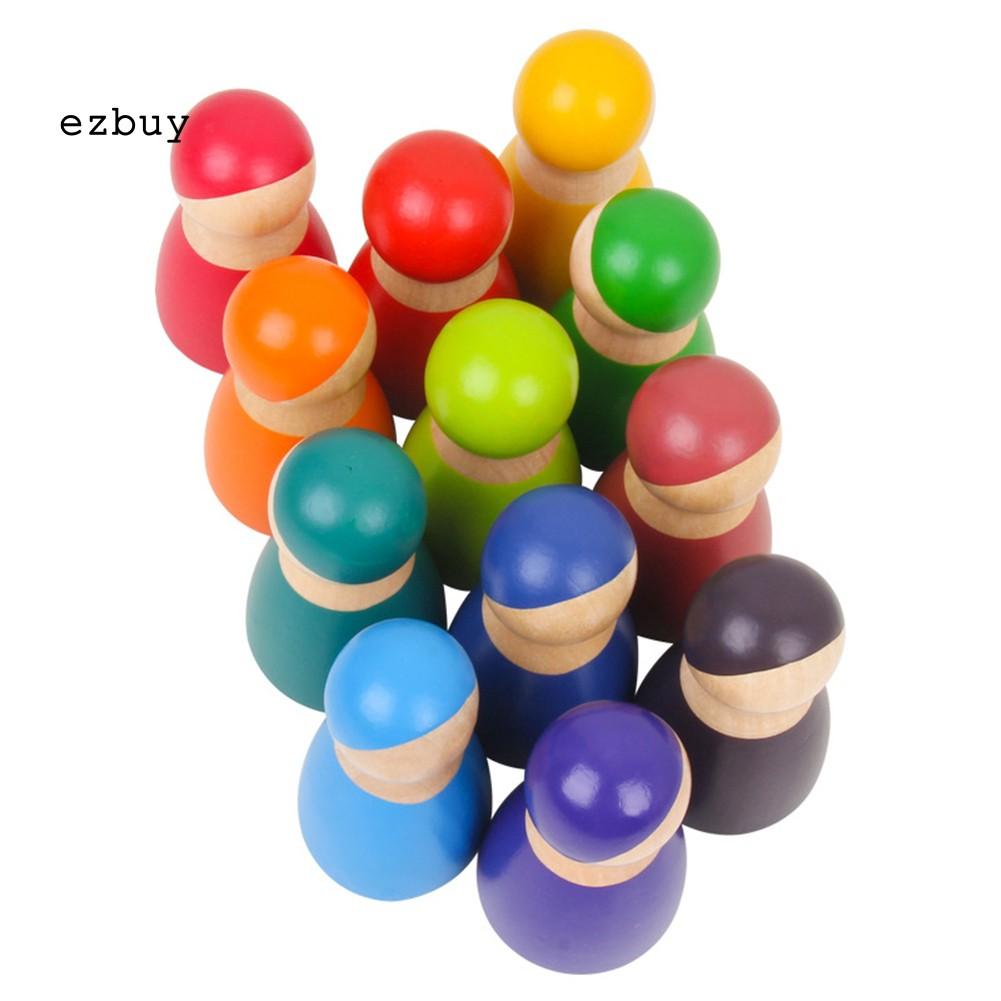 Bộ 12 Búp Bê Cầu Vồng Bằng Gỗ