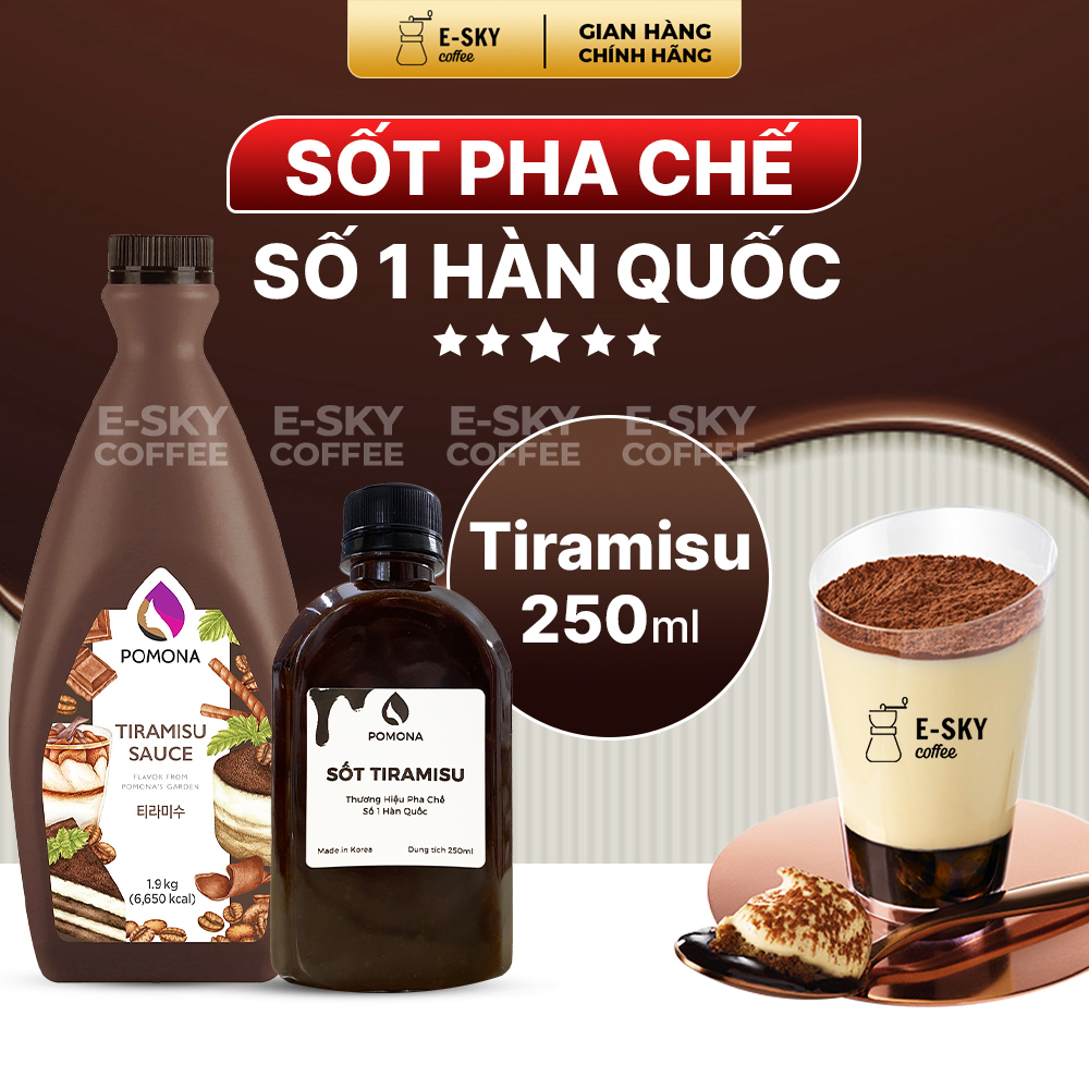 Sốt Tiramisu POMONA Tiramisu Sauce Nguyên Liệu Pha Chế Cà Phê Trà Sữa Hàn Quốc Chai 1.9kg