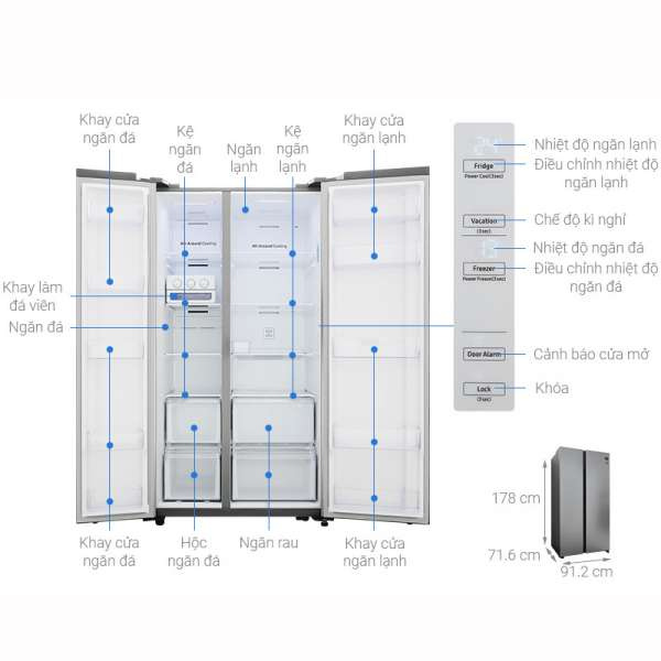 Tủ Lạnh Side By Side Inverter Samsung RS62R5001M9/SV (647L) - Hàng Chính Hãng