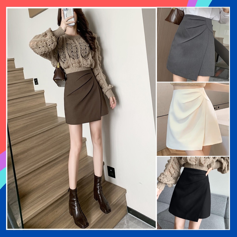 Chân váy xếp ly lưng cao tôn dáng Chân váy bút chì công sở cạp cao form chuẩn hàn quốc mặc đi làm đi chơi dạo phố