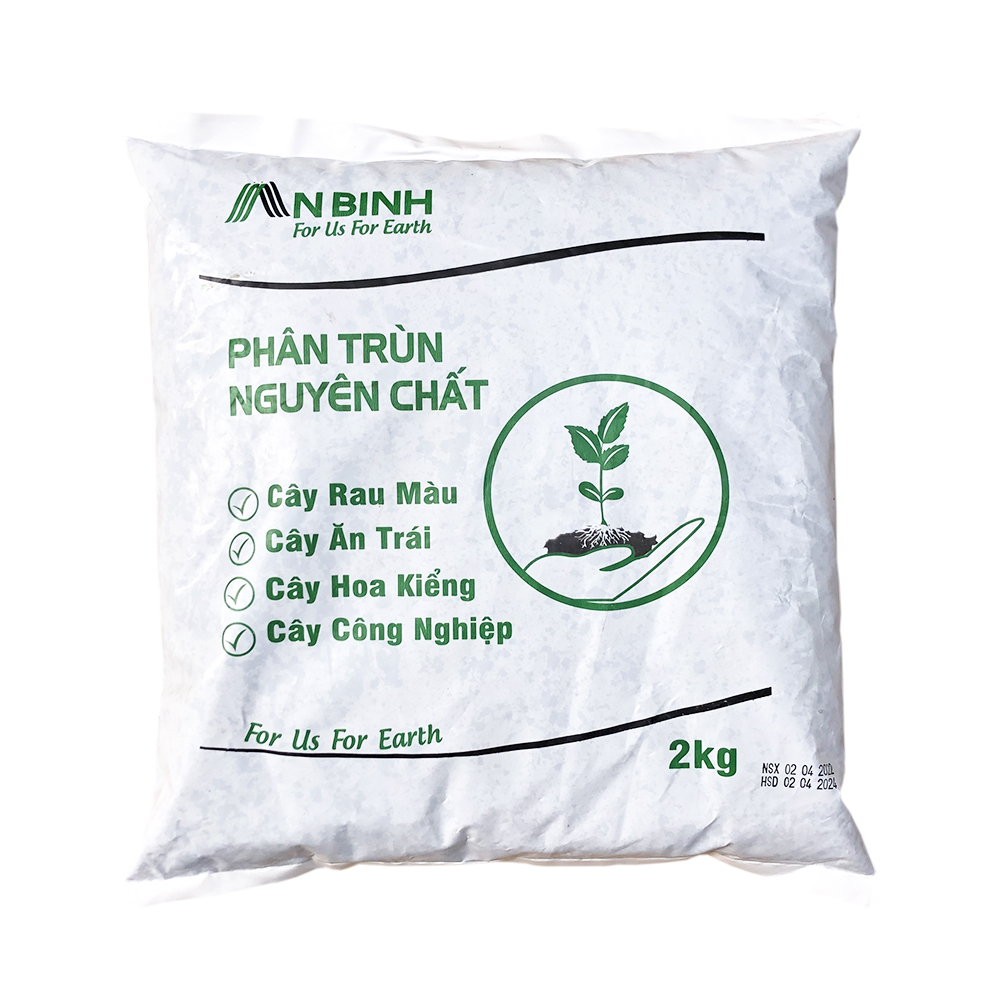 Phân Trùn Quế Nguyên Chất An Bình 100% từ Trùn quế - Giúp Ổn Định Độ pH Trong Đất Sau Thời Gian Dài Canh Tác (Túi 2KG)