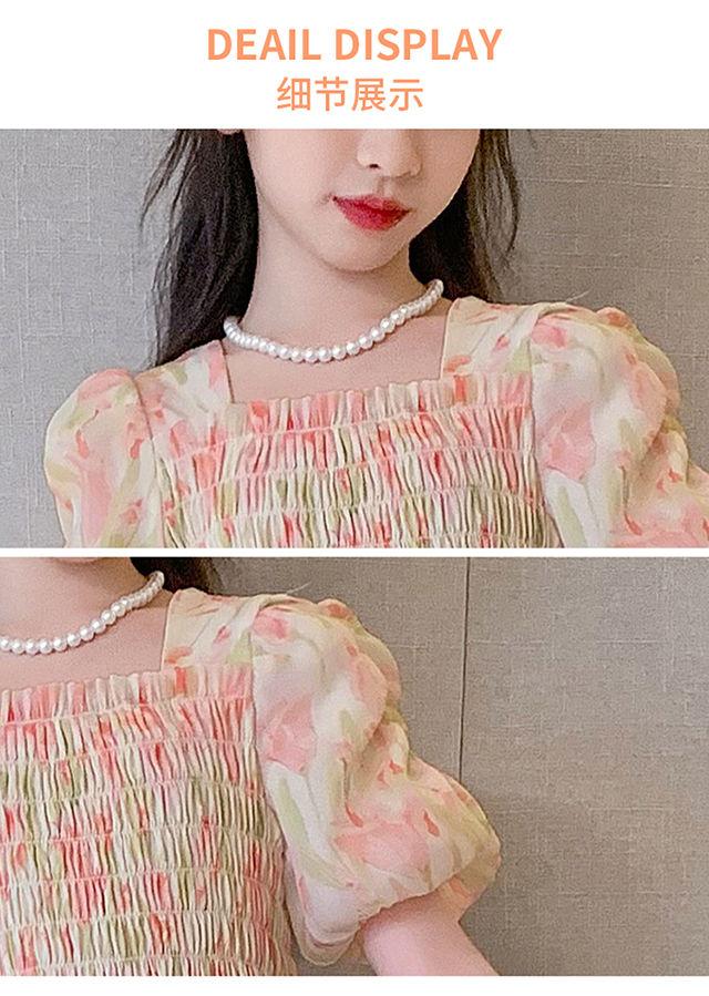 DONGSHOP HOT Cô gái váy mùa hè phong cách phương Tây 2023 Big Boy váy mùa hè chiffon đầm mùa hè cô gái mảnh hoa công chúa váy