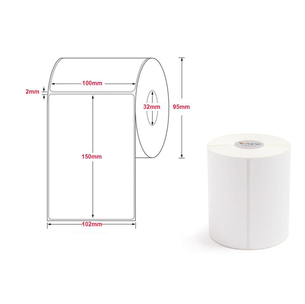 Cuộn giấy in nhiệt giấy in bill VAYO 100x150mm , tự dính,chống nước, dành cho thương mại điện tử