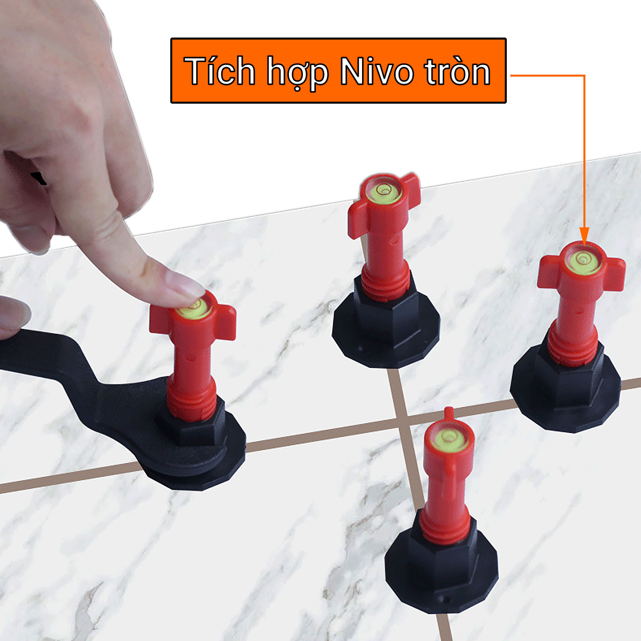 Vít cân bằng lát phẳng gạch tích hợp nivo tròn