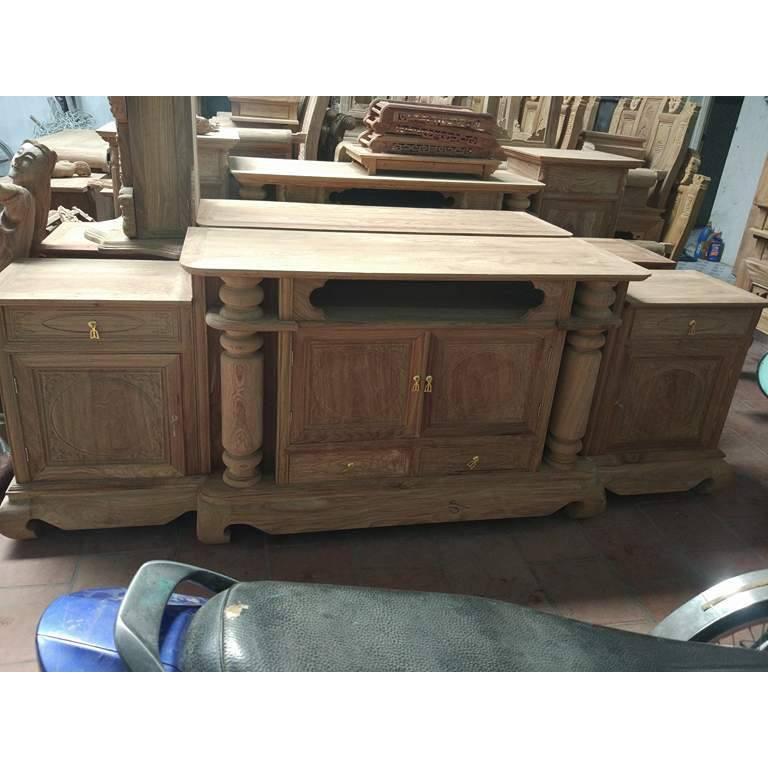Kệ Tivi Cột Nho gỗ hương vân loại 2m2 và 2m4