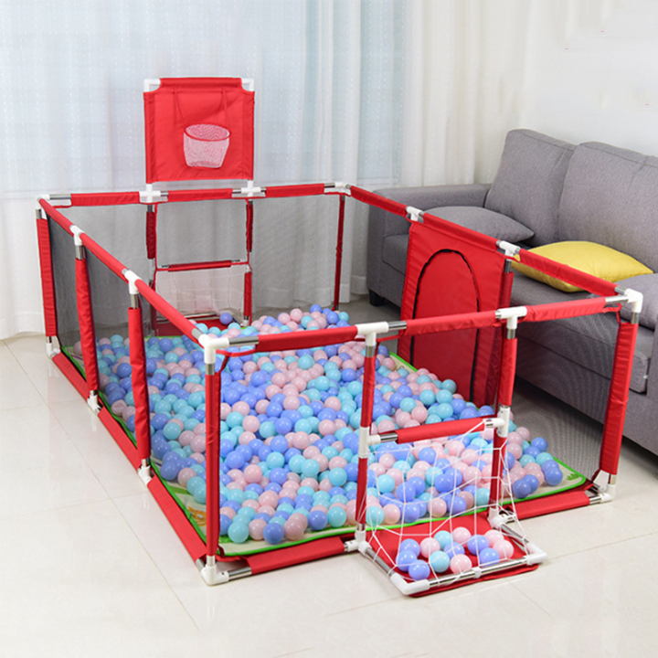 Quây Cũi Kiêm Nhà Bóng Khung Inox Cho Bé - Quây Bóng Cho Bé  Có Ném Bóng Rổ