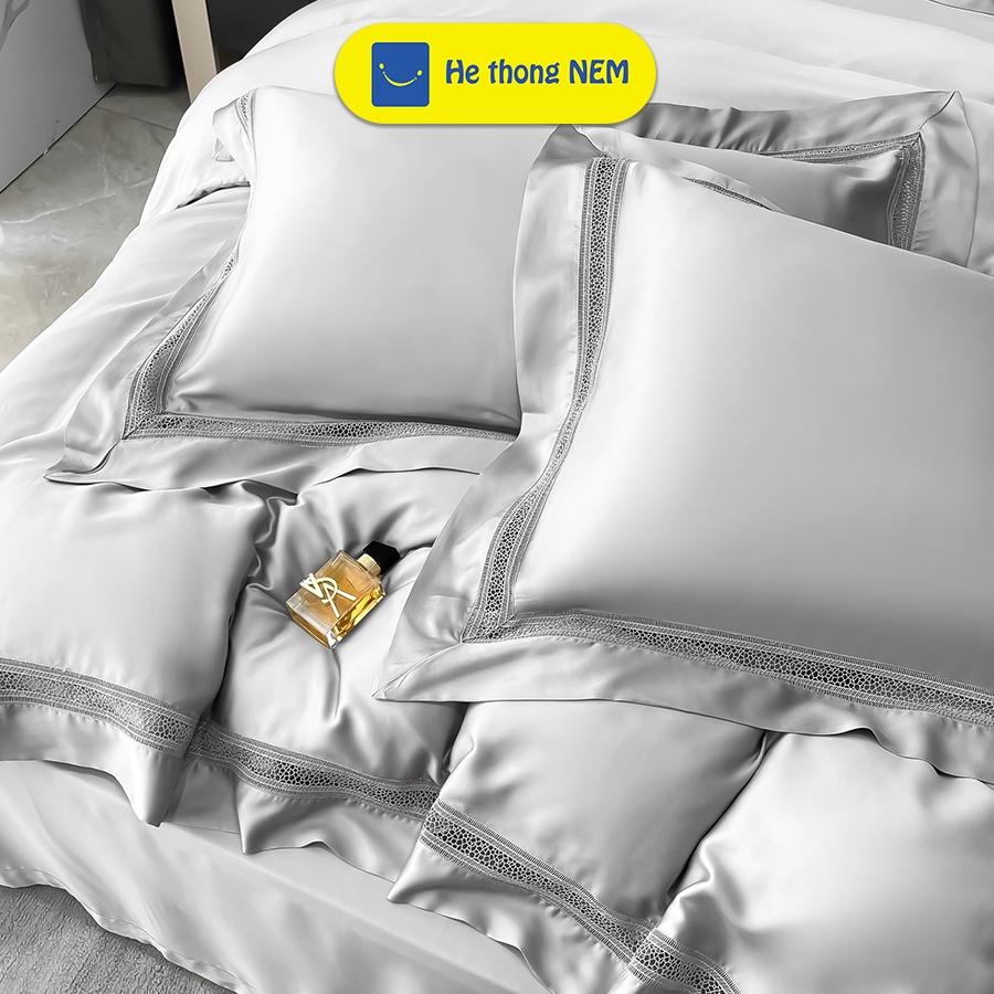 Bộ Ga Trải Giường Lụa Tencel Cao Cấp SERENA Chính Hãng Bộ Chăn Ga Gối Đệm Nệm 5 Món Ra Giường Tencel Lụa